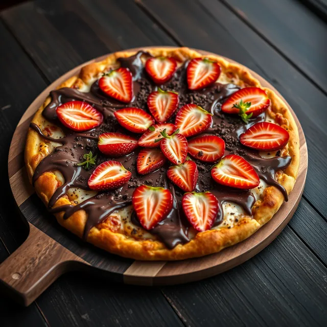 Pizza de chocolate com morango